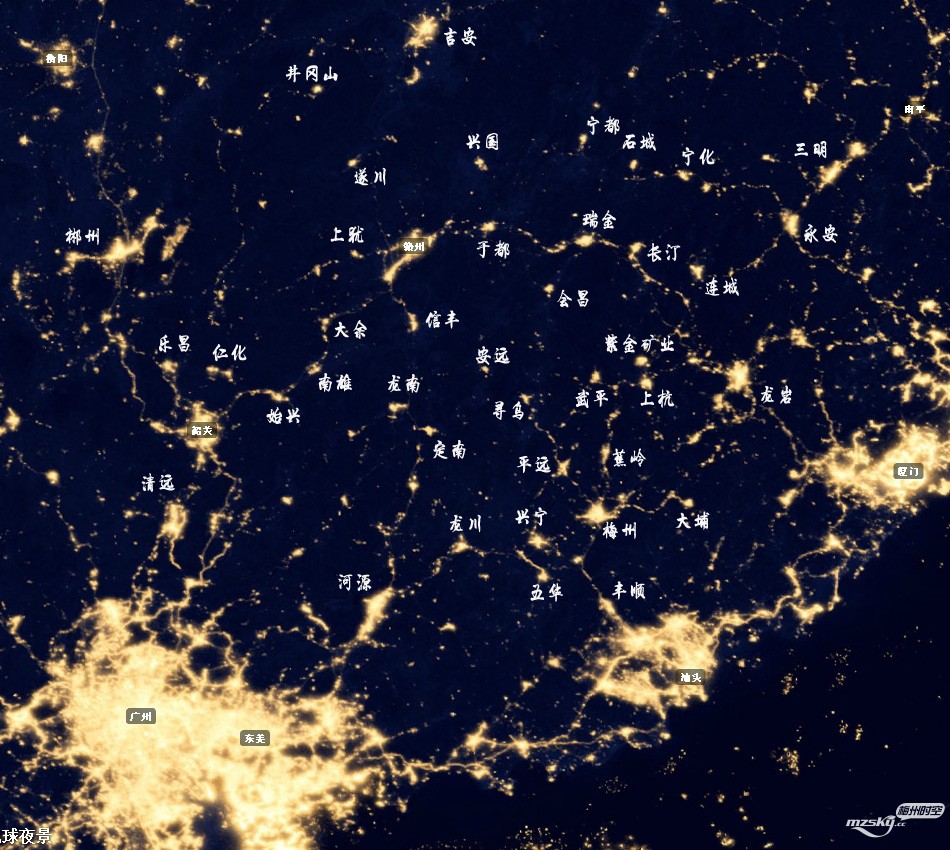 梅州---谷歌夜景图