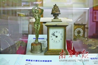 由华侨华人从海外带回来的铜鎏金大理石女神座钟，收藏于梅州市客侨博物馆内3.jpg.jpg